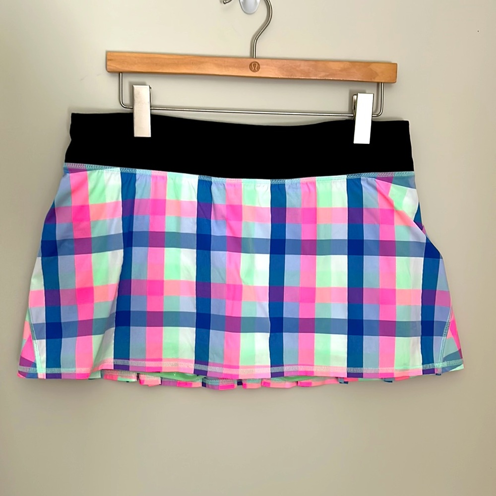Lululemon 10 Pace Setter Skirt Neon Pop Plaid EUC